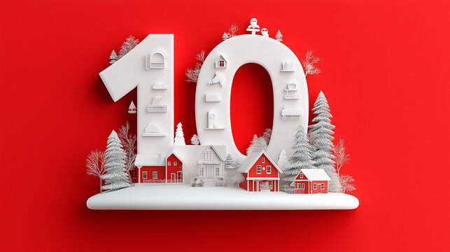 3D Realistic Number Balloons, Festive Decoration Set for Anniversary on red background