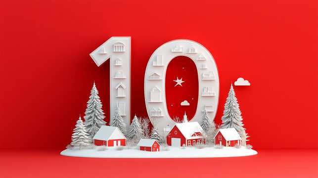 3D Realistic Number Balloons, Festive Decoration Set for Anniversary on red background