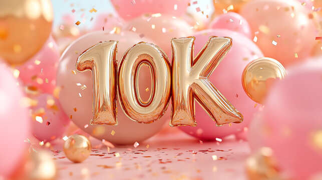 3D Realistic Gold Number 10K Balloons, Festive Decoration Set for Anniversary  subscribers