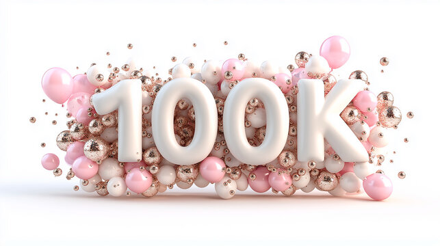 3D Realistic Number 100K Balloons, Festive Decoration Set for Anniversary  subscribers