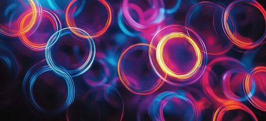 Poster - Dynamic patterns featuring colorful rings and glowing shapes