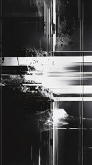 Poster - distorted digital image with glitch effect and grunge texture creating an abstract and modern backgr