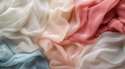 Poster - A pink, white, and blue piece of fabric is folded and rolled up