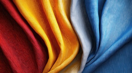 Poster - A colorful piece of fabric with red, yellow, blue, and green stripes