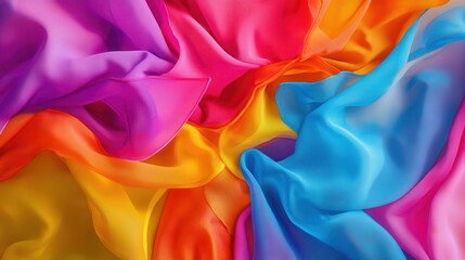 Poster - A colorful piece of fabric with a rainbow pattern