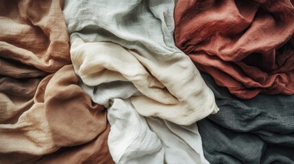 Poster - A collection of colorful fabrics with varying shades of brown, white, and red