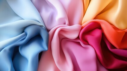 Poster - A bunch of colorful fabric is shown in a circle