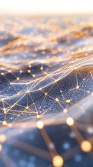 Fototapete - Digital wave forming golden network connections, symbolizing technological innovation
