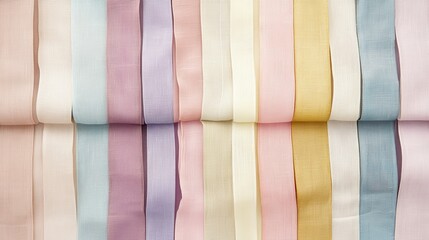 Poster - A row of colorful fabric strips with a variety of colors and textures