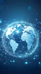 Fototapete - Earth is surrounded by network connections, representing global communication and information exchange