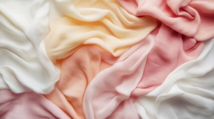 Poster - A bunch of different colored fabric is folded and rolled up