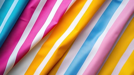 Poster - A colorful striped fabric with a white stripe
