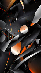 Poster - Geometric elements intersecting, forming vibrant abstract pattern with bold linear interactions