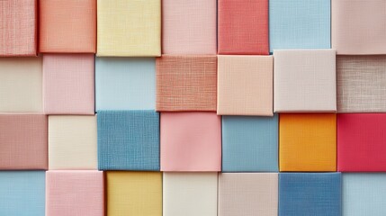 Poster - A colorful quilt made of squares of different colored fabric