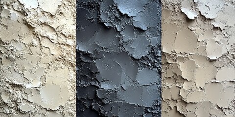 Poster - Textured wall surfaces showcasing various shades of neutral tones and finishes in an indoor setting