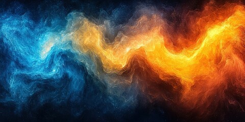 Poster - Vibrant swirling colors blend in a mesmerizing dance of blue and orange hues