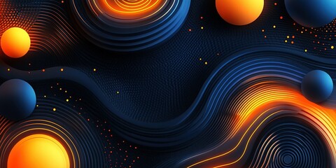 Poster - Abstract digital artwork featuring vibrant colors and dynamic shapes on a dark background