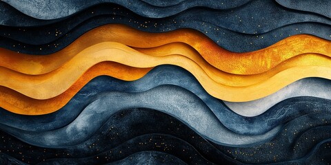 Poster - Colorful waves of texture and depth create a striking visual pattern in a modern artwork