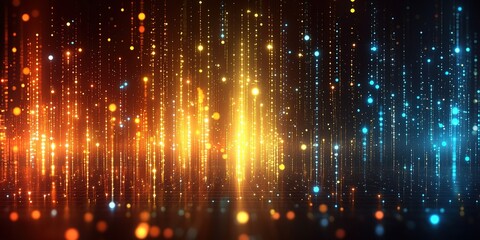 Poster - Colorful light patterns create a mesmerizing digital display at a nighttime event in an urban setting