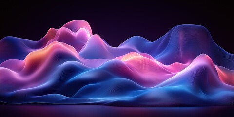 Poster - Colorful wave patterns create a mesmerizing display of light and motion in a digital landscape