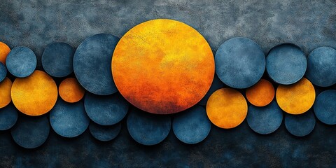 Poster - Bright circular patterns on a textured wall create an eye-catching modern art display in a contemporary setting