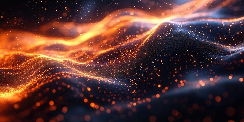 Poster - Dynamic waves of orange and blue energy create a mesmerizing visual experience in abstract digital art