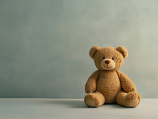 Teddy Bear on Minimalist Background: Cozy and Cute Plush Toy for Kids and Home Decor