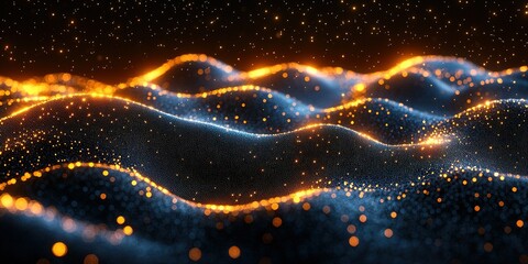 Poster - Intricate patterns of glowing waves create a mesmerizing visual display in a dark setting