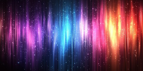 Poster - Colorful abstract background with vibrant vertical lines and shimmering stars at night