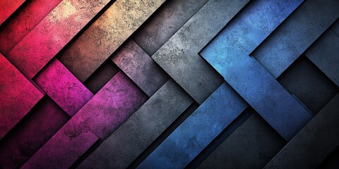 Poster - Colorful abstract geometric patterns create a modern design with layers in shades of blue, pink, and gray