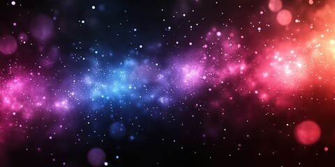 Poster - Colorful cosmic background with vibrant stars and nebula in the dark expanse of space