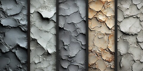 Poster - Textured wall panels featuring cracked surfaces in various shades and tones displaying a modern artistic design
