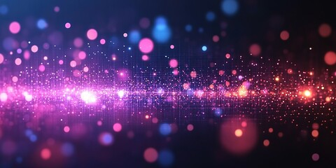 Poster - Colorful abstract pattern with glowing lights and sparkles in dark background at night
