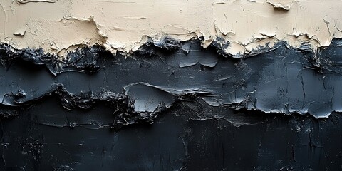 Poster - Textured abstract artwork featuring a layered composition of cream, gray, and black tones