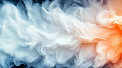 Sticker - Abstract swirls of white, blue, and orange create a dreamy, ethereal image.