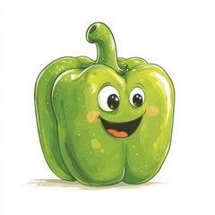 Poster - A happy green bell pepper smiles brightly