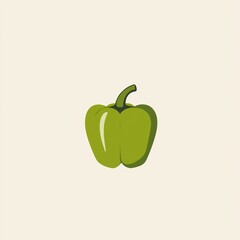 Aufkleber - A single green bell pepper is shown on a white background