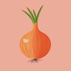 Poster - A Single Brown Onion with Green Sprouts
