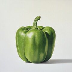 Aufkleber - A Single Green Bell Pepper on White Background