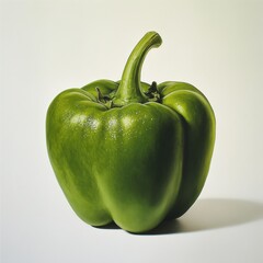 Aufkleber - A Single Green Bell Pepper On White Background