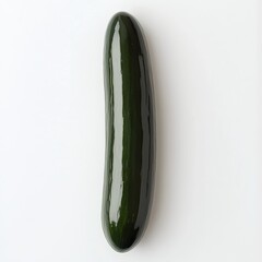 Aufkleber - A single dark green zucchini on white background