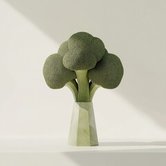 Aufkleber - A stylized broccoli sits in a light green vase