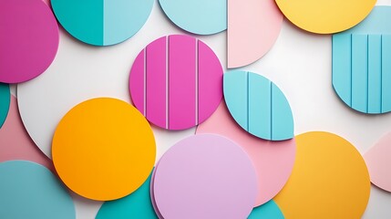 Poster - Colorful Abstract Geometric Shapes and Circles on Light Background