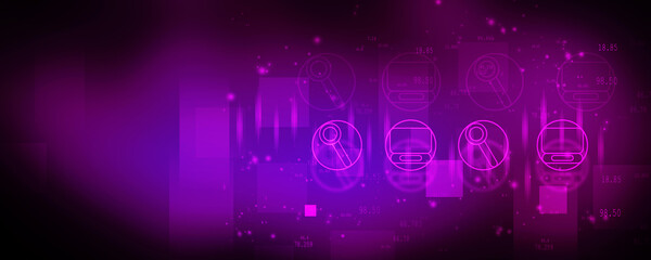 Poster - 2d illustration abstract futuristic electronic circuit technology background