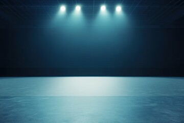 Wall Mural - serene view of empty wrestling arena with spotlight illuminating mat creating dramatic and minimalist scene