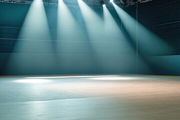 Poster - serene view of empty wrestling arena with spotlight illuminating mat creating dramatic and minimalist scene