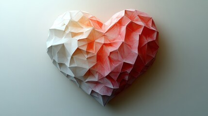 Poster - Abstract red and white geometric heart.