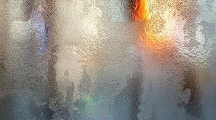 Poster - textured glass surface with frosted finish featuring natural light refracting into subtle rainbows