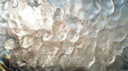 Poster - textured glass surface with frosted finish featuring natural light refracting into subtle rainbows