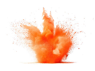 Poster - bright orange powder explosion creating a dynamic and colorful visual effect on a black background i